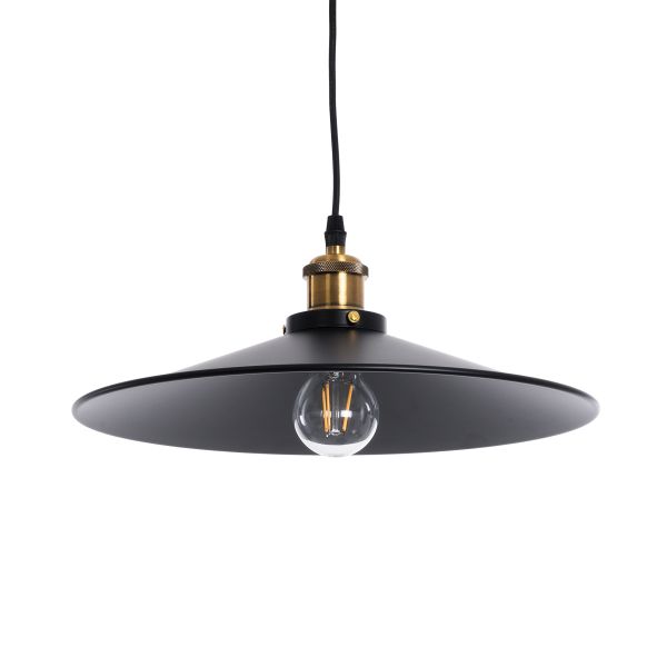 GLOBOSTAR® CARAVEL 01042 Vintage Κρεμαστό Φωτιστικό Οροφής με Ντουί 1 x E27 AC 220-240V IP20 - Μαύρο & Χρυσό - Μ36 x Π36 x Υ10cm