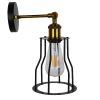 GLOBOSTAR® CATEL 01054 Vintage Φωτιστικό Τοίχου - Απλίκα με Ντουί 1 x E27 AC 220-240V IP20 - Μαύρο & Χρυσό - Μ15 x Π26 x Υ31cm