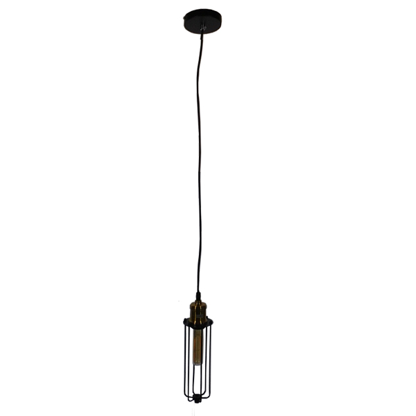 GLOBOSTAR® KLECE 01057 Vintage Κρεμαστό Φωτιστικό Οροφής με Ντουί 1 x E27 AC 220-240V IP20 - Μαύρο & Χρυσό - Μ8 x Π8 x Υ28cm