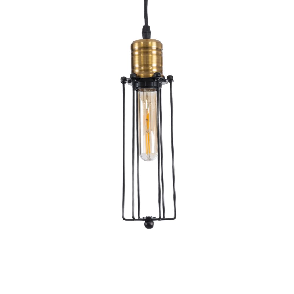 GLOBOSTAR® KLECE 01057 Vintage Κρεμαστό Φωτιστικό Οροφής με Ντουί 1 x E27 AC 220-240V IP20 - Μαύρο & Χρυσό - Μ8 x Π8 x Υ28cm