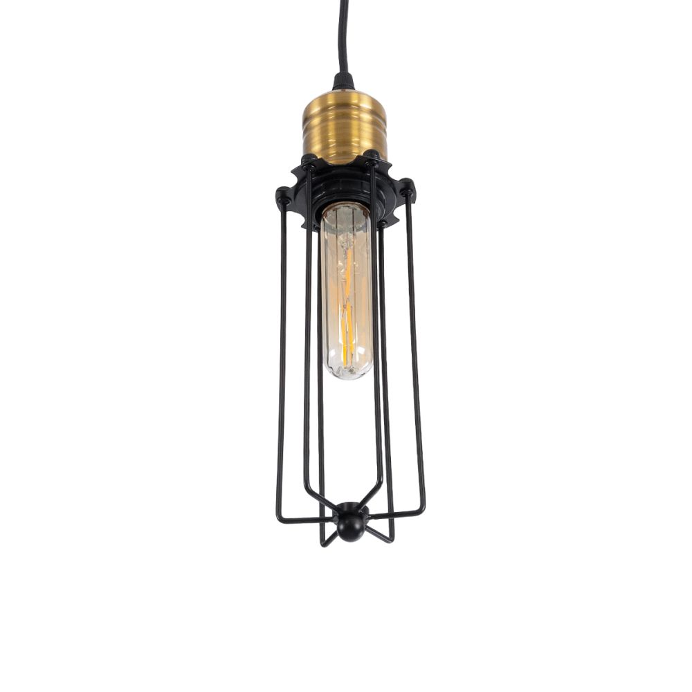 GLOBOSTAR® KLECE 01057 Vintage Κρεμαστό Φωτιστικό Οροφής με Ντουί 1 x E27 AC 220-240V IP20 - Μαύρο & Χρυσό - Μ8 x Π8 x Υ28cm
