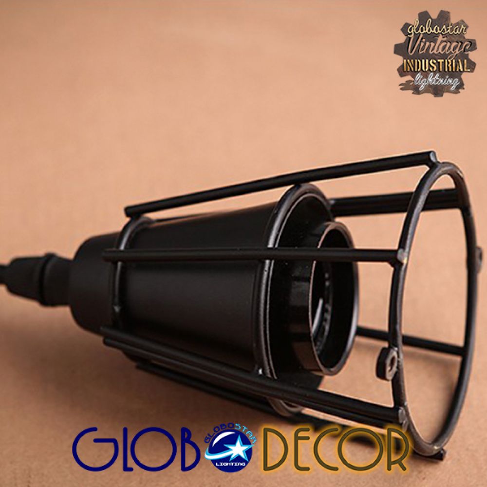 GLOBOSTAR® DROPS 01059 Vintage Κρεμαστό Φωτιστικό Οροφής με Ντουί 6 x E27 AC 220-240V IP20 - Μαύρο - 120cm