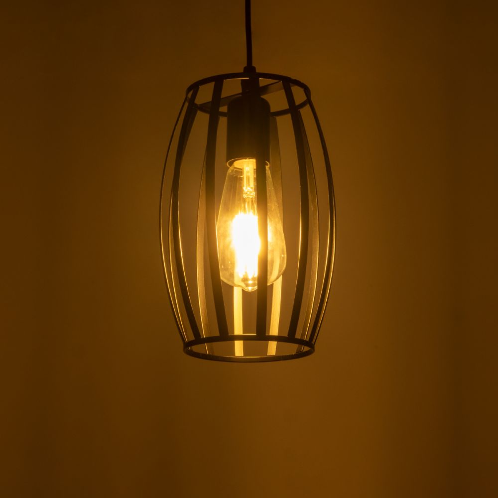 GLOBOSTAR® ZEBRA 01062 Μοντέρνο Κρεμαστό Φωτιστικό Οροφής με Ντουί 1 x E27 AC 220-240V IP20 - Μαύρο - Μ15 x Π15 x Υ24cm