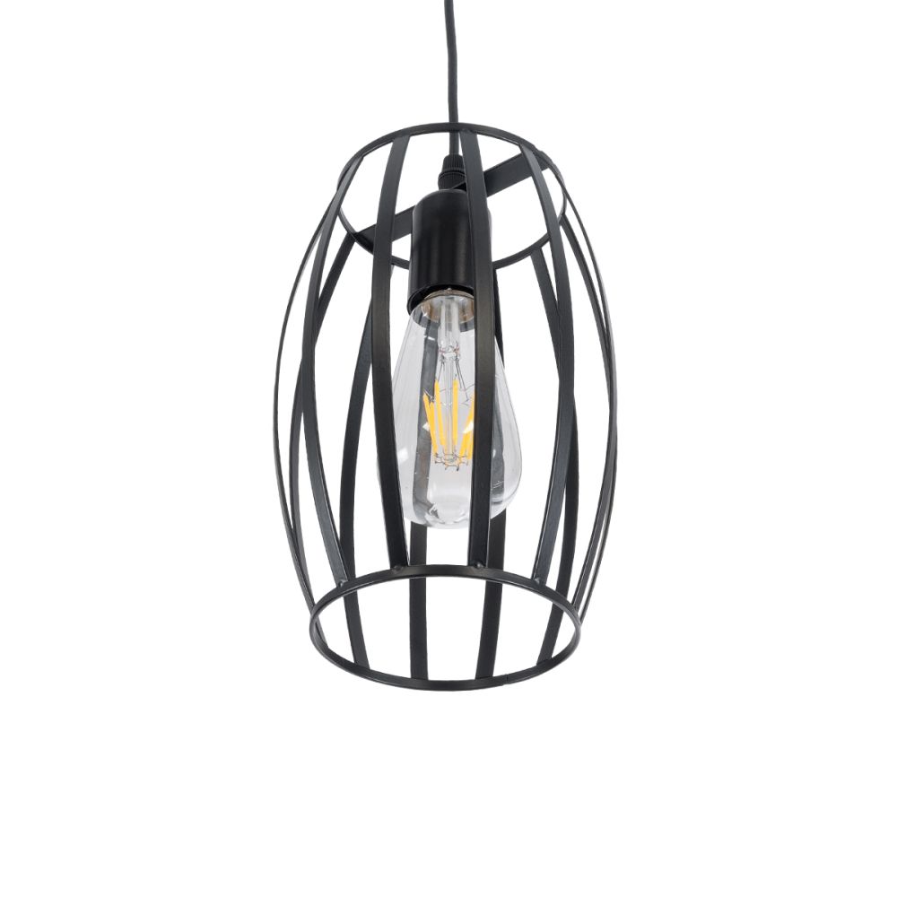 GLOBOSTAR® ZEBRA 01062 Μοντέρνο Κρεμαστό Φωτιστικό Οροφής με Ντουί 1 x E27 AC 220-240V IP20 - Μαύρο - Μ15 x Π15 x Υ24cm