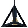 GLOBOSTAR® TRIANGLE 01063 Μοντέρνο Κρεμαστό Φωτιστικό Οροφής με Ντουί 1 x E27 AC 220-240V IP20 - Μαύρο - Μ25 x Π25 x Y21cm