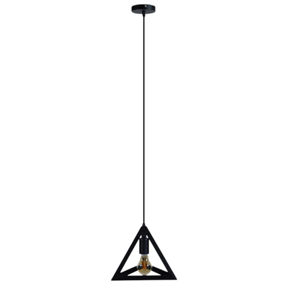 GLOBOSTAR® TRIANGLE 01063 Μοντέρνο Κρεμαστό Φωτιστικό Οροφής με Ντουί 1 x E27 AC 220-240V IP20 - Μαύρο - Μ25 x Π25 x Y21cm