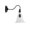 GLOBOSTAR® LILLY 01064 Vintage Φωτιστικό Τοίχου - Απλίκα με Ντουί 1 x E27 AC 220-240V IP20 - Μαύρο & Διάφανο - Μ38 x Π20 x Υ37cm