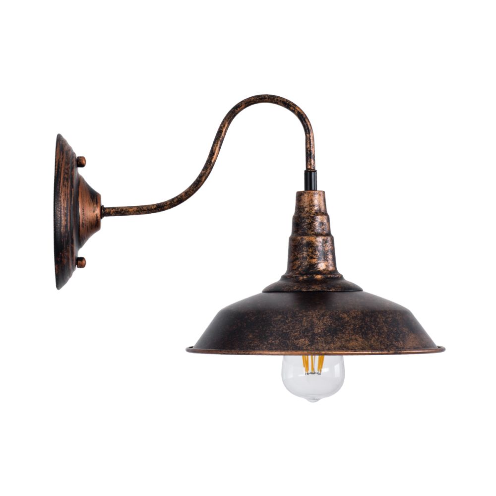 GLOBOSTAR® RAY 01067 Vintage Φωτιστικό Τοίχου - Απλίκα με Ντουί 1 x E27 AC 220-240V IP20 - Χάλκινο Εφέ Σκουριάς - Μ26 x Π37 x Υ32cm