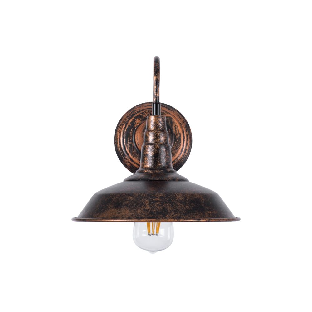 GLOBOSTAR® RAY 01067 Vintage Φωτιστικό Τοίχου - Απλίκα με Ντουί 1 x E27 AC 220-240V IP20 - Χάλκινο Εφέ Σκουριάς - Μ26 x Π37 x Υ32cm