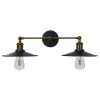 GLOBOSTAR® MINIMALL 01069 Vintage Φωτιστικό Τοίχου - Απλίκα με Ντουί 2 x E27 AC 220-240V IP20 - Μαύρο & Χρυσό - Μ30 x Π60 x Υ18cm