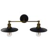 GLOBOSTAR® MINIMALL 01069 Vintage Φωτιστικό Τοίχου - Απλίκα με Ντουί 2 x E27 AC 220-240V IP20 - Μαύρο & Χρυσό - Μ30 x Π60 x Υ18cm