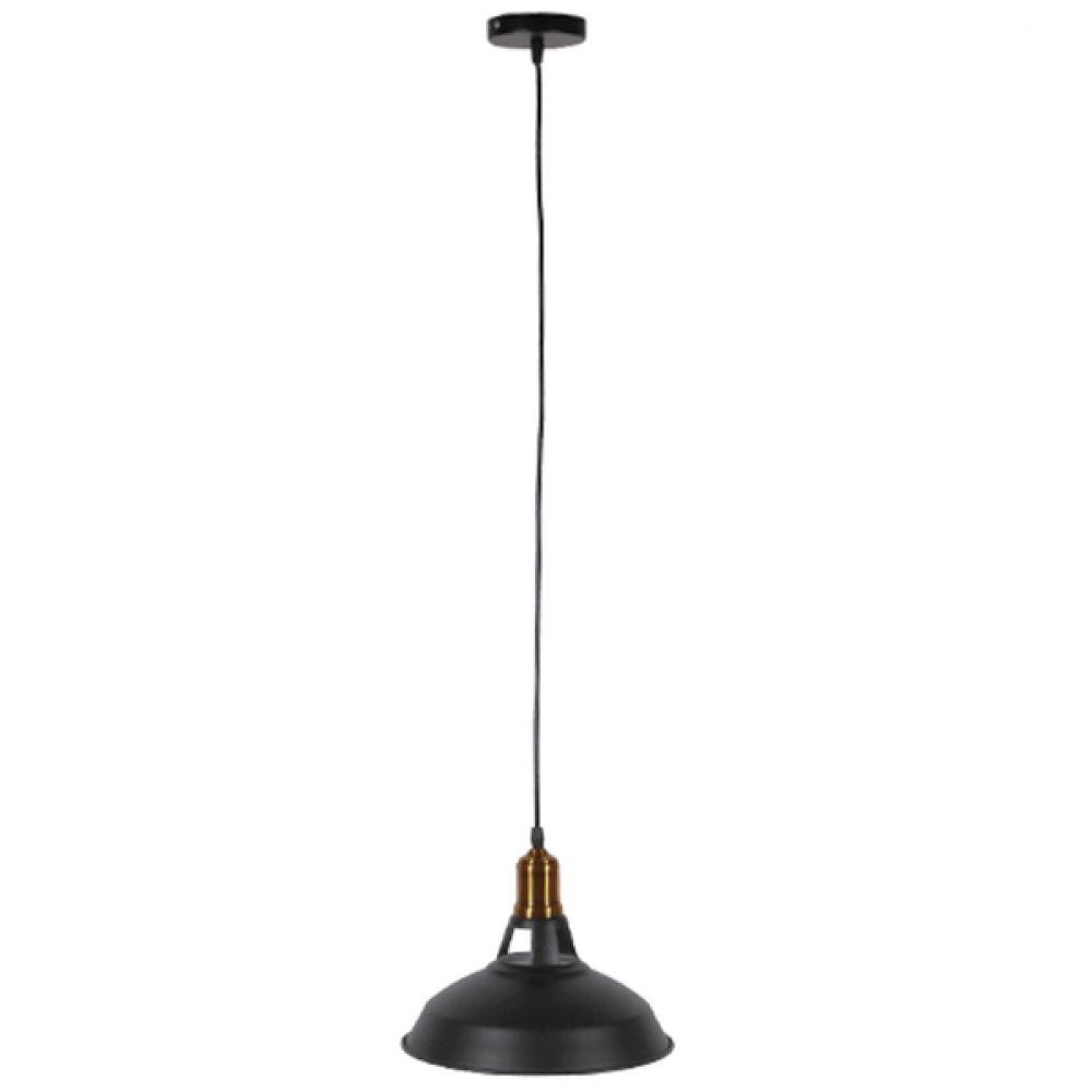 GLOBOSTAR® ANER 01073 Vintage Κρεμαστό Φωτιστικό Οροφής με Ντουί 1 x E27 AC 220-240V IP20 - Μαύρο & Χρυσό - Μ27.5 x Π27.5 x Υ19cm