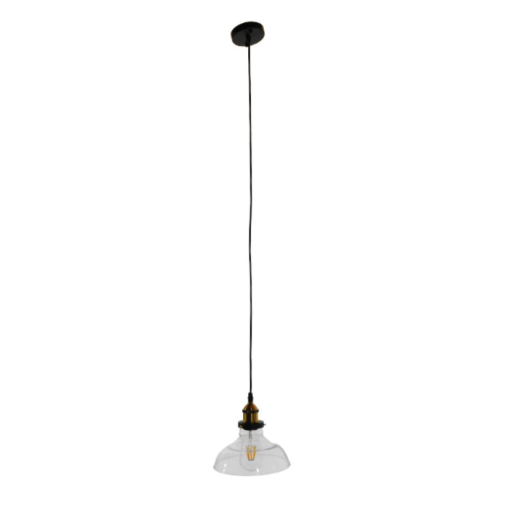 GLOBOSTAR® WICKHAM 01075 Vintage Κρεμαστό Φωτιστικό Οροφής με Ντουί 1 x E27 AC 220-240V IP20 - Διάφανο & Χρυσό - Μ24.5 x Π24.5 x Υ15cm