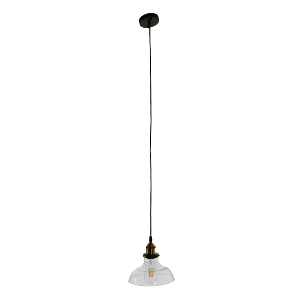 GLOBOSTAR® BINGLEY 01075 Vintage Κρεμαστό Φωτιστικό Οροφής με Ντουί 1 x E27 AC 220-240V IP20 - Διάφανο & Χρυσό - Μ24.5 x Π24.5 x Υ15cm