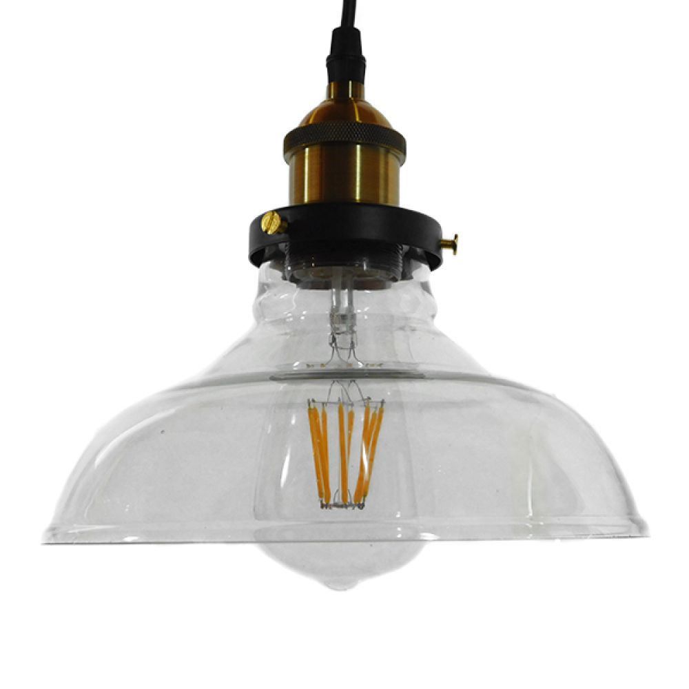 GLOBOSTAR® WICKHAM 01075 Vintage Κρεμαστό Φωτιστικό Οροφής με Ντουί 1 x E27 AC 220-240V IP20 - Διάφανο & Χρυσό - Μ24.5 x Π24.5 x Υ15cm