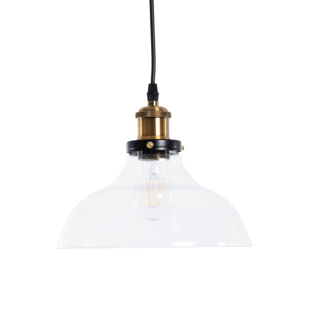 GLOBOSTAR® WICKHAM 01075 Vintage Κρεμαστό Φωτιστικό Οροφής με Ντουί 1 x E27 AC 220-240V IP20 - Διάφανο & Χρυσό - Μ24.5 x Π24.5 x Υ15cm