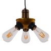 GLOBOSTAR® COPPER 01076 Vintage Κρεμαστό Φωτιστικό Οροφής με Ντουί 3 x E27 AC 220-240V IP20 - Χρυσό & Μαύρο - Μ14 x Π14 x Υ13cm