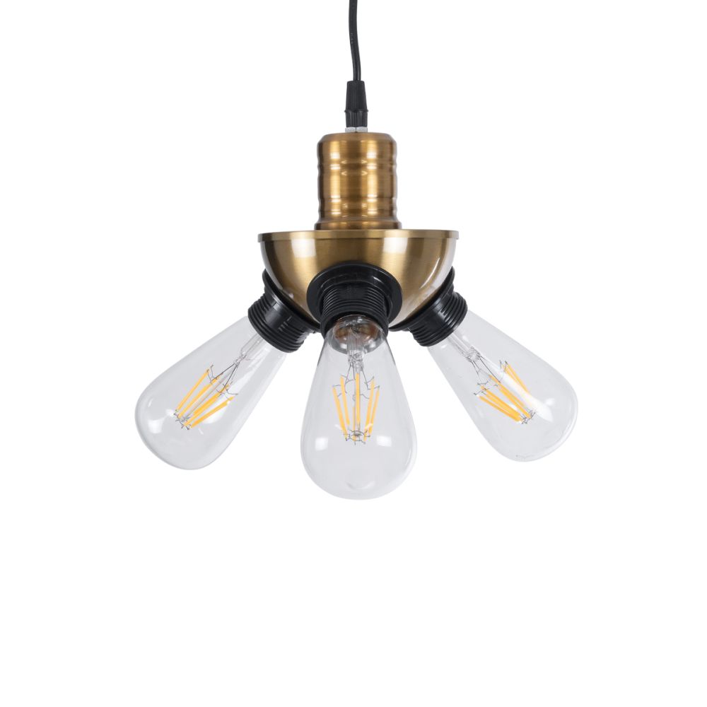 GLOBOSTAR® COPPER 01076 Vintage Κρεμαστό Φωτιστικό Οροφής με Ντουί 3 x E27 AC 220-240V IP20 - Χρυσό & Μαύρο - Μ14 x Π14 x Υ13cm