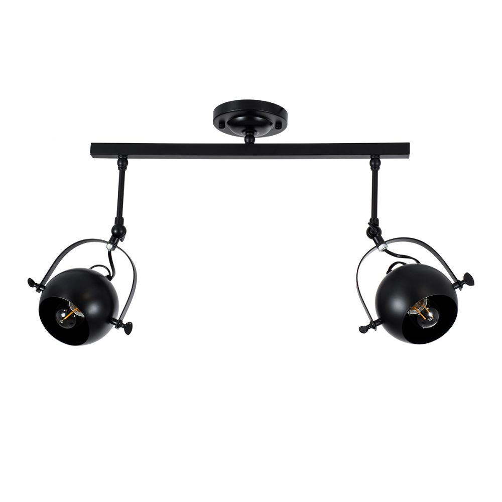 GLOBOSTAR® CANNES 01081 Μοντέρνο Φωτιστικό Οροφής με Ντουί 2 x E27 AC 220-240V IP20 - Μαύρο - Μ61 x Π12 x Υ48cm