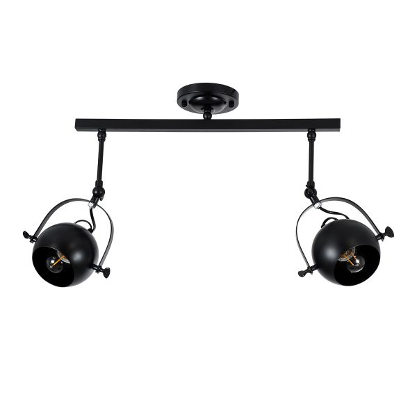 GLOBOSTAR® CANNES 01081 Μοντέρνο Φωτιστικό Οροφής με Ντουί 2 x E27 AC 220-240V IP20 - Μαύρο - Μ61 x Π12 x Υ48cm