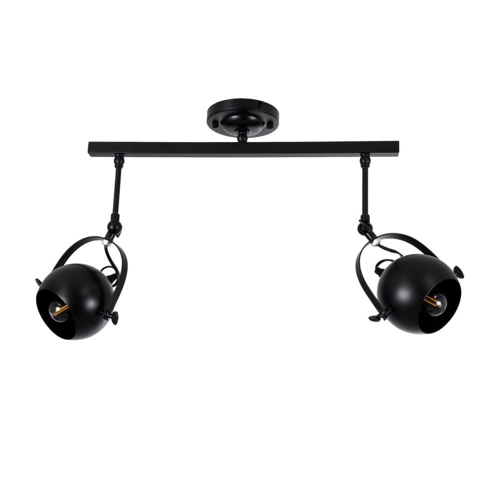 GLOBOSTAR® CANNES 01081 Μοντέρνο Φωτιστικό Οροφής με Ντουί 2 x E27 AC 220-240V IP20 - Μαύρο - Μ61 x Π12 x Υ48cm