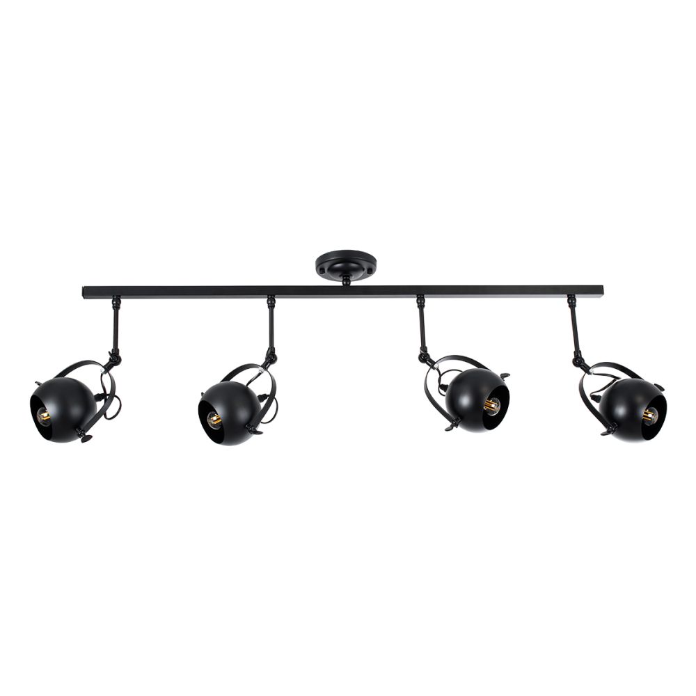 GLOBOSTAR® CANNES 01082 Μοντέρνο Φωτιστικό Οροφής με Ντουί 4 x E27 AC 220-240V IP20 - Μαύρο - Μ108 x Π12 x Υ48cm