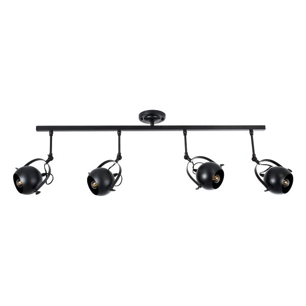 GLOBOSTAR® CANNES 01082 Μοντέρνο Φωτιστικό Οροφής με Ντουί 4 x E27 AC 220-240V IP20 - Μαύρο - Μ108 x Π12 x Υ48cm