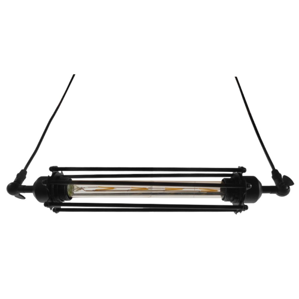 GLOBOSTAR® TUBING 01085 Vintage Κρεμαστό Φωτιστικό Οροφής με Ντουί 1 x E27 AC 220-240V IP20 - Μαύρο - Μ43 x Π11 x Υ11cm