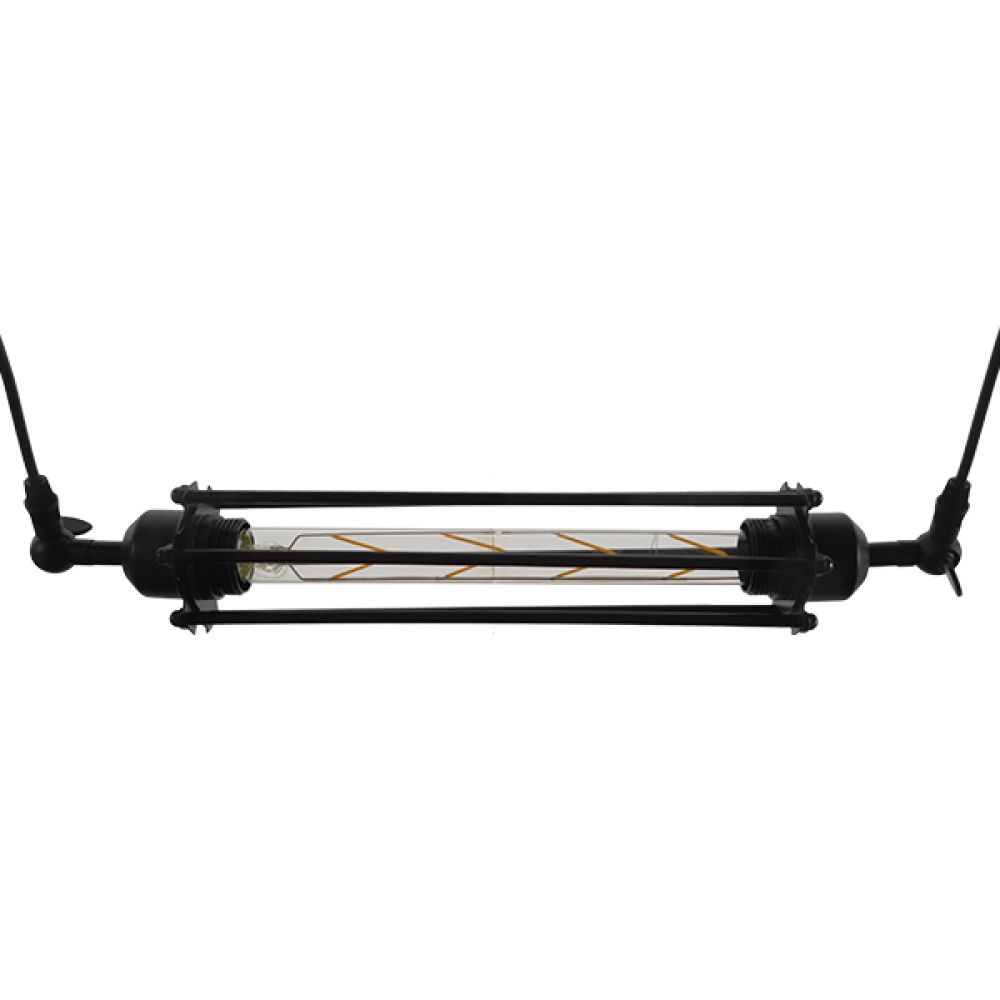 GLOBOSTAR® TUBING 01085 Vintage Κρεμαστό Φωτιστικό Οροφής με Ντουί 1 x E27 AC 220-240V IP20 - Μαύρο - Μ43 x Π11 x Υ11cm