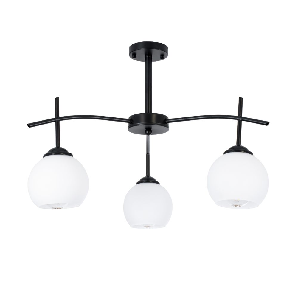 GLOBOSTAR® LUNA 01087 Μοντέρνο Φωτιστικό Οροφής με Ντουί 3 x E27 AC 220-240V IP20 - Λευκό & Μαύρο - Μ45 x Π45 x Υ40cm