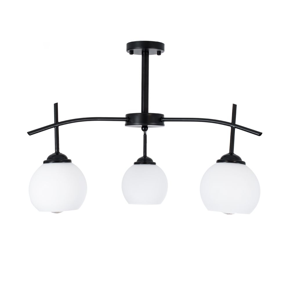 GLOBOSTAR® LUNA 01087 Μοντέρνο Φωτιστικό Οροφής με Ντουί 3 x E27 AC 220-240V IP20 - Λευκό & Μαύρο - Μ45 x Π45 x Υ40cm