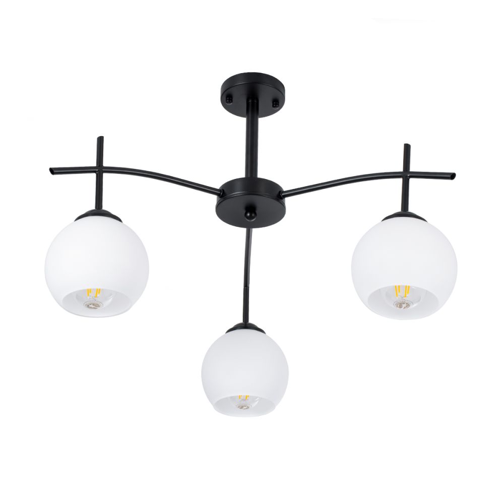 GLOBOSTAR® LUNA 01087 Μοντέρνο Φωτιστικό Οροφής με Ντουί 3 x E27 AC 220-240V IP20 - Λευκό & Μαύρο - Μ45 x Π45 x Υ40cm