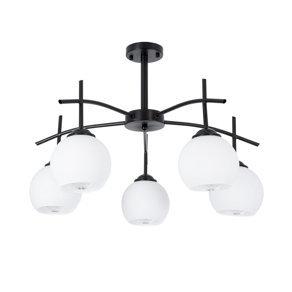 GLOBOSTAR® LUNA 01088 Μοντέρνο Φωτιστικό Οροφής με Ντουί 5 x E27 AC 220-240V IP20 - Λευκό & Μαύρο - Μ60 x Π60 x Υ43cm