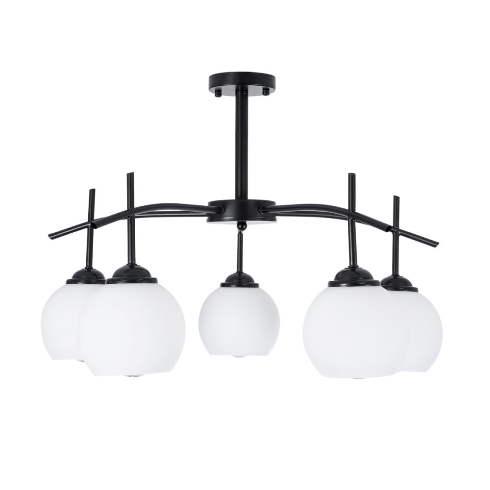 GLOBOSTAR® LUNA 01088 Μοντέρνο Φωτιστικό Οροφής με Ντουί 5 x E27 AC 220-240V IP20 - Λευκό & Μαύρο - Μ60 x Π60 x Υ43cm