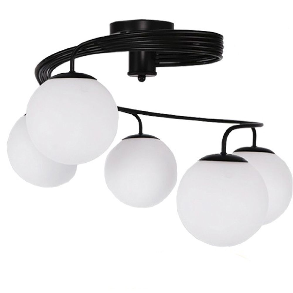 GLOBOSTAR® SELINA 01090 Μοντέρνο Φωτιστικό Οροφής με Ντουί 5 x E27 AC 220-240V IP20 - Μαύρο & Λευκό - Μ63 x Π63 x Υ47cm