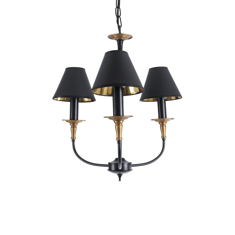 GLOBOSTAR® LIMI 01091 Vintage Κρεμαστό Φωτιστικό Οροφής με Ντουί 3 x E14 AC 220-240V IP20 - Μαύρο & Χρυσό - Μ55 x Π55 x Υ55cm