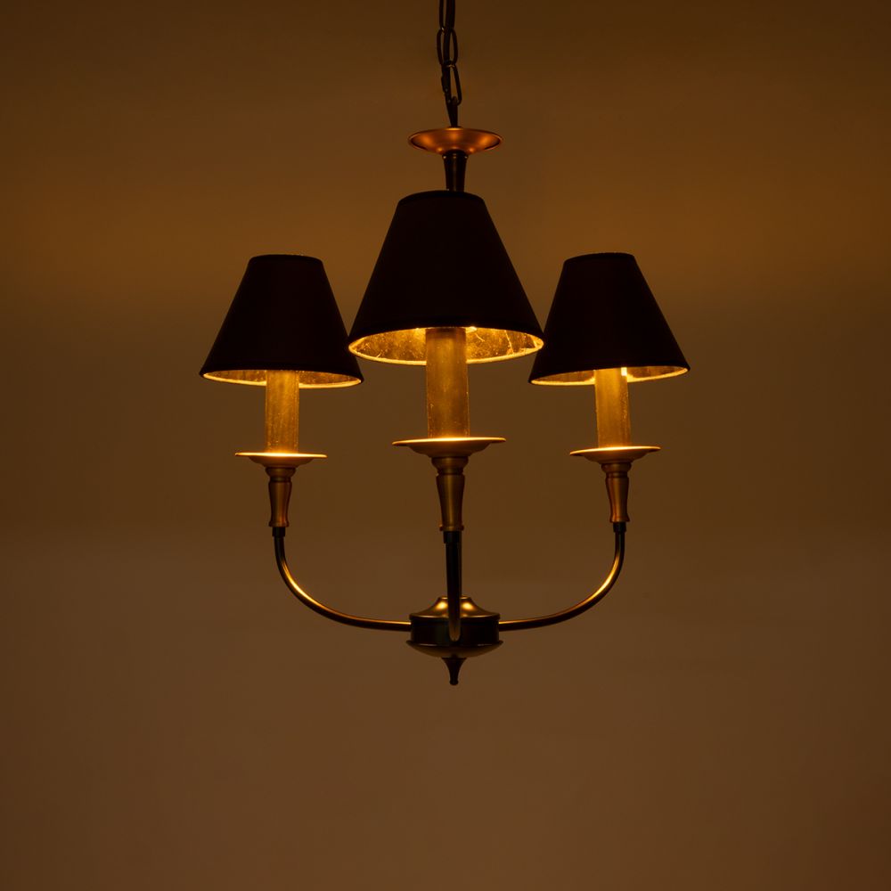 GLOBOSTAR® LIMI 01091 Vintage Κρεμαστό Φωτιστικό Οροφής με Ντουί 3 x E14 AC 220-240V IP20 - Μαύρο & Χρυσό - Μ55 x Π55 x Υ55cm