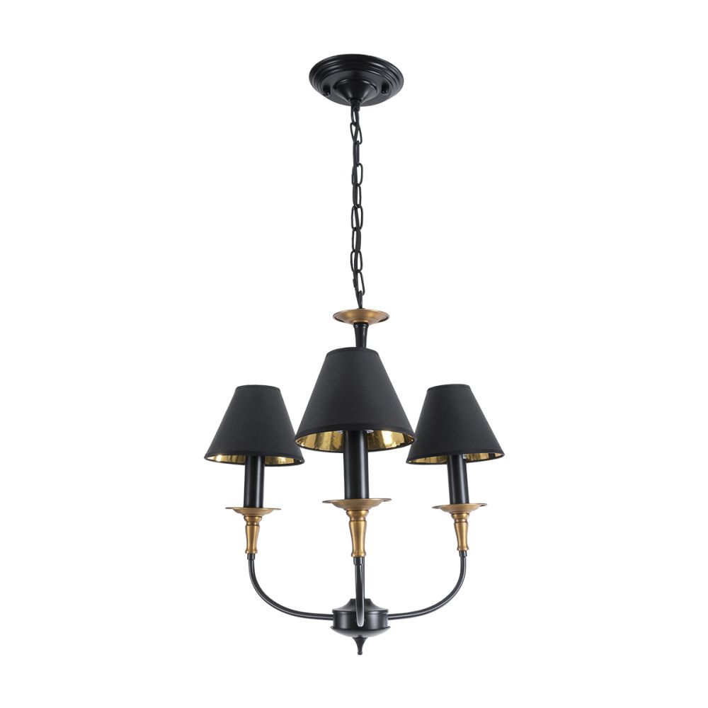 GLOBOSTAR® LIMI 01091 Vintage Κρεμαστό Φωτιστικό Οροφής με Ντουί 3 x E14 AC 220-240V IP20 - Μαύρο & Χρυσό - Μ55 x Π55 x Υ55cm