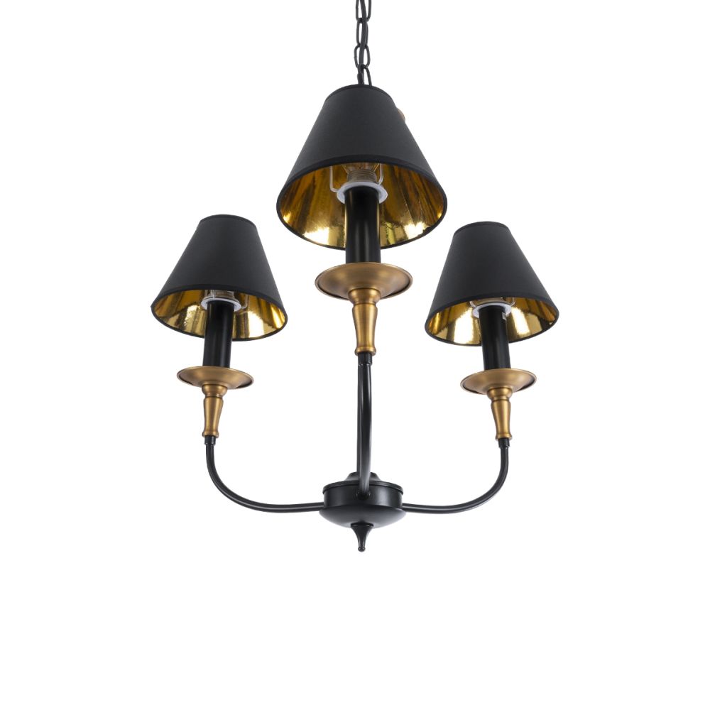 GLOBOSTAR® LIMI 01091 Vintage Κρεμαστό Φωτιστικό Οροφής με Ντουί 3 x E14 AC 220-240V IP20 - Μαύρο & Χρυσό - Μ55 x Π55 x Υ55cm