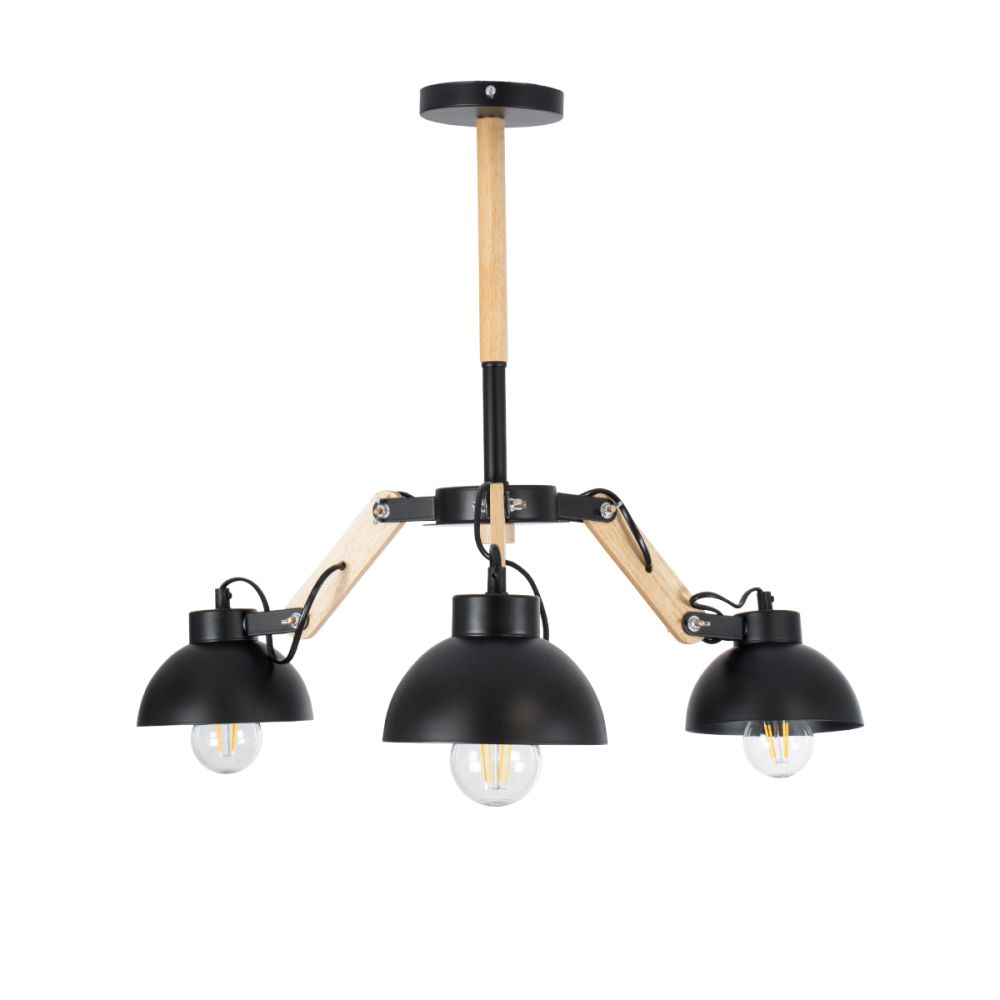 GLOBOSTAR® OLD SCHOOL 01093 Μοντέρνο Φωτιστικό Οροφής με Ντουί 3 x E27 AC 220-240V IP20 - Μαύρο & Μπεζ - Μ75 x Π75 x Υ35cm