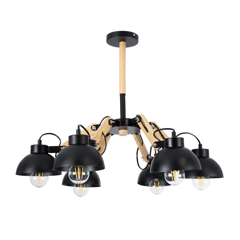 GLOBOSTAR® OLD SCHOOL 01094 Μοντέρνο Φωτιστικό Οροφής με Ντουί 6 x E27 AC 220-240V IP20 - Μαύρο & Μπεζ - Μ75 x Π75 x Υ40cm