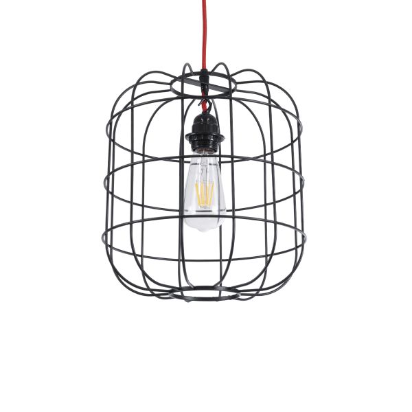 GLOBOSTAR® PARROT 01099 Μοντέρνο Κρεμαστό Φωτιστικό Οροφής με Ντουί 1 x E27 AC 220-240V IP20 - Μαύρο - Μ28 x Π28 x Υ30cm