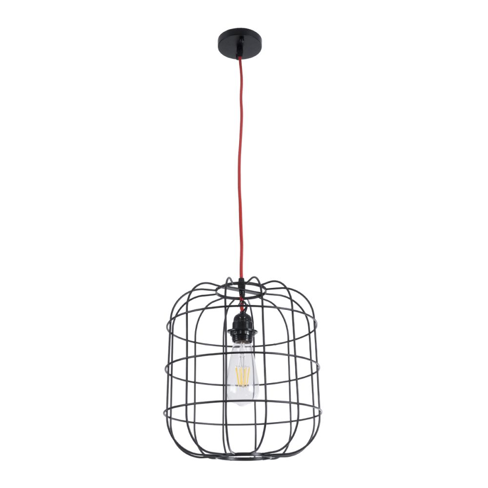 GLOBOSTAR® PARROT 01099 Μοντέρνο Κρεμαστό Φωτιστικό Οροφής με Ντουί 1 x E27 AC 220-240V IP20 - Μαύρο - Μ28 x Π28 x Υ30cm
