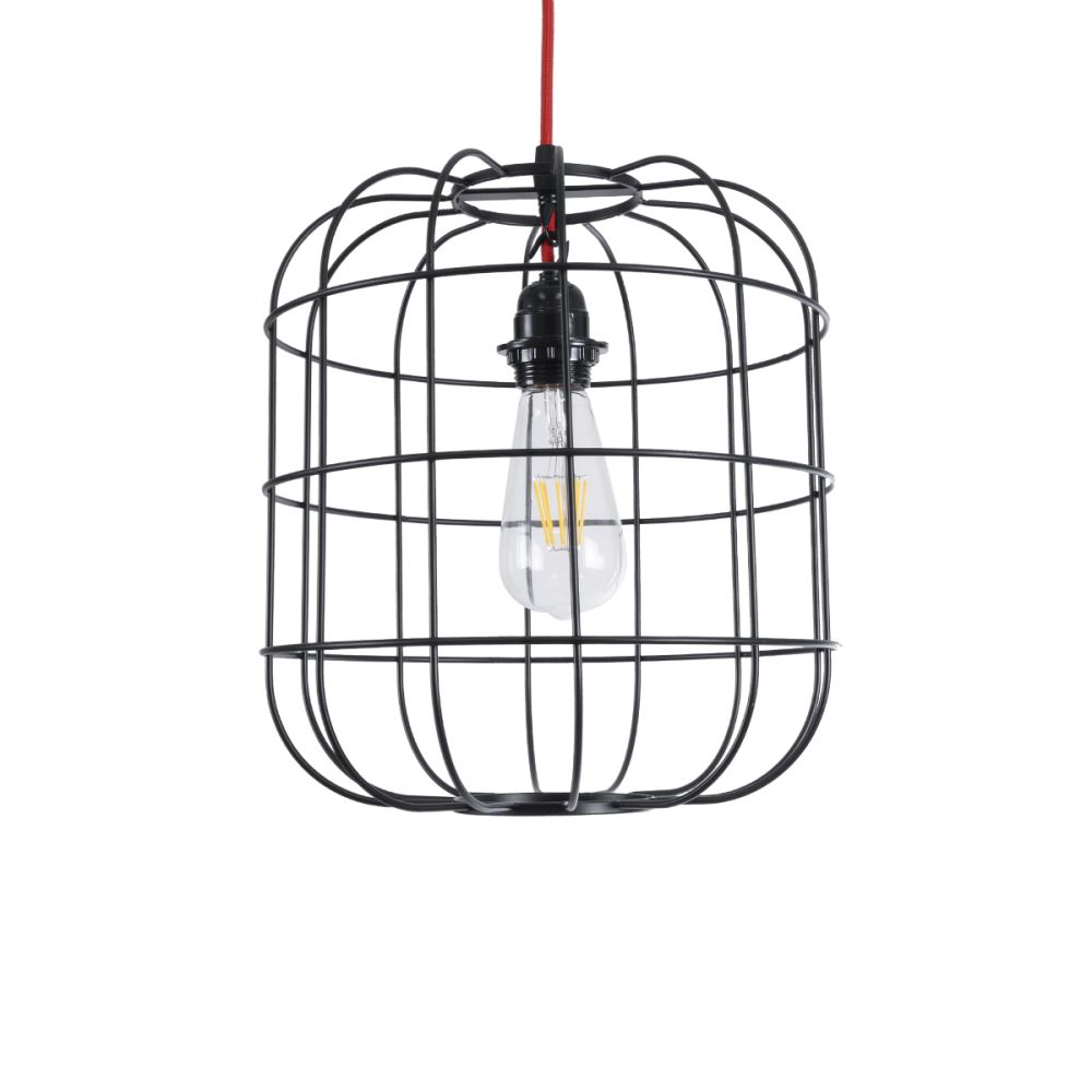 GLOBOSTAR® PARROT 01099 Μοντέρνο Κρεμαστό Φωτιστικό Οροφής με Ντουί 1 x E27 AC 220-240V IP20 - Μαύρο - Μ28 x Π28 x Υ30cm