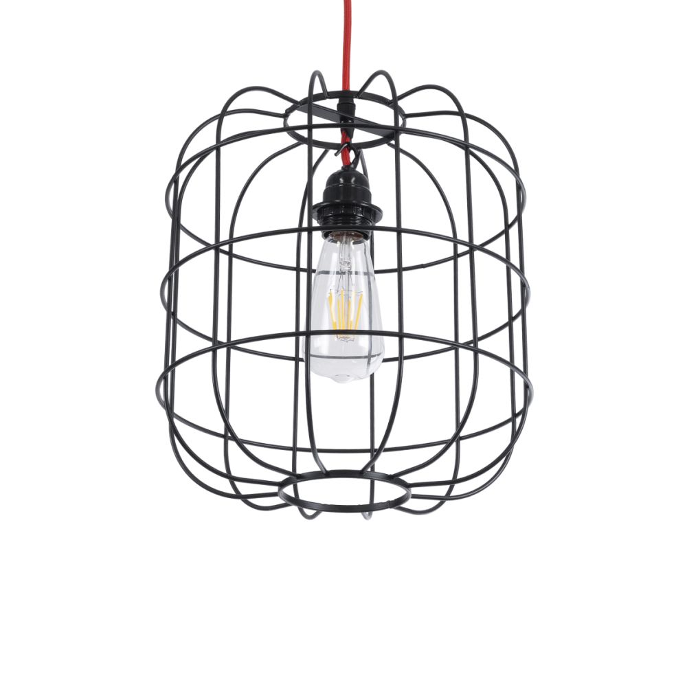 GLOBOSTAR® PARROT 01099 Μοντέρνο Κρεμαστό Φωτιστικό Οροφής με Ντουί 1 x E27 AC 220-240V IP20 - Μαύρο - Μ28 x Π28 x Υ30cm