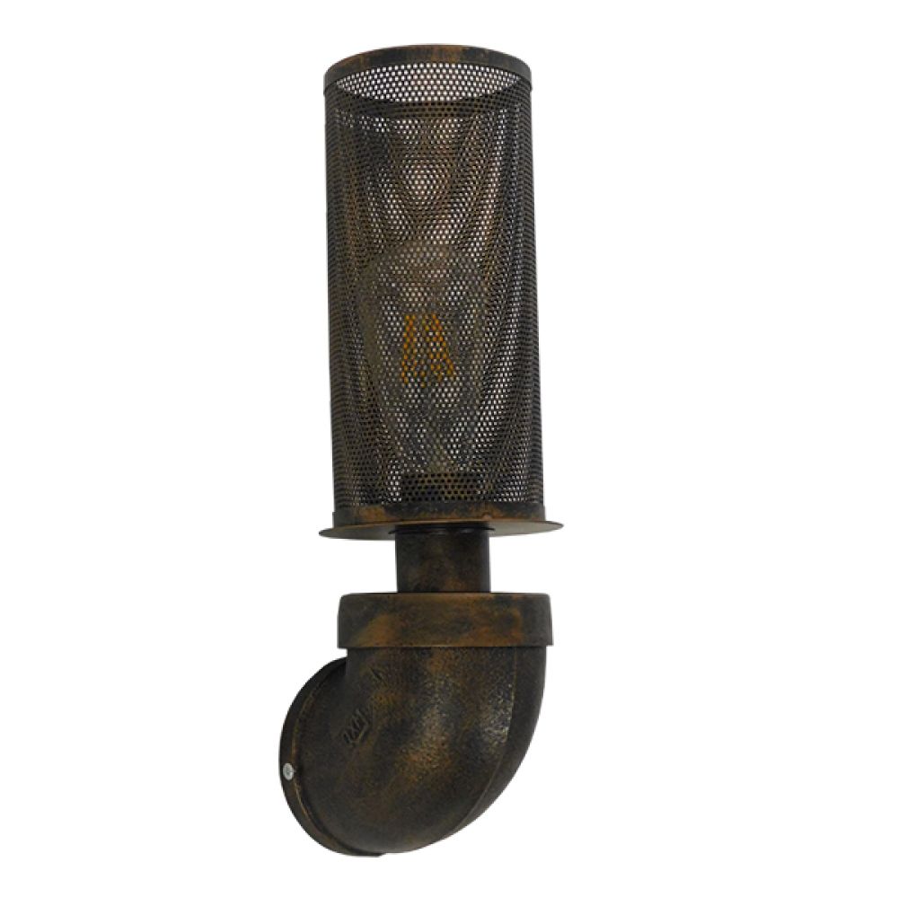 GLOBOSTAR® RAZA 01105 Vintage Φωτιστικό Τοίχου - Απλίκα με Ντουί 1 x E27 AC 220-240V IP20 - Χάλκινο - Μ13 x Π12 x Υ38cm