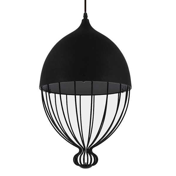 GLOBOSTAR® CANARIO 01107 Vintage Κρεμαστό Φωτιστικό Οροφής με Ντουί 1 x E27 AC 220-240V IP20 - Μαύρο - Μ28 x Π28 x Υ47cm