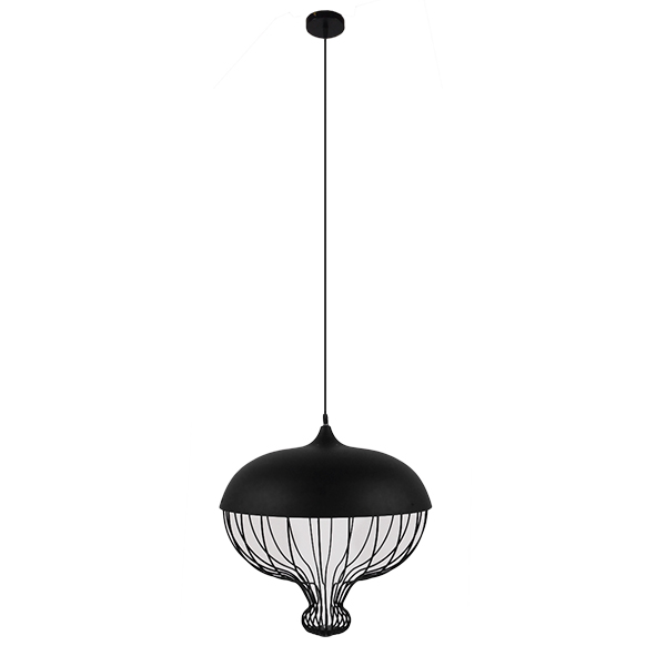 GLOBOSTAR® SOBRINO 01108 Vintage Κρεμαστό Φωτιστικό Οροφής με Ντουί 1 x E27 AC 220-240V IP20 - Μαύρο - Μ46 x Π46 x Υ50cm