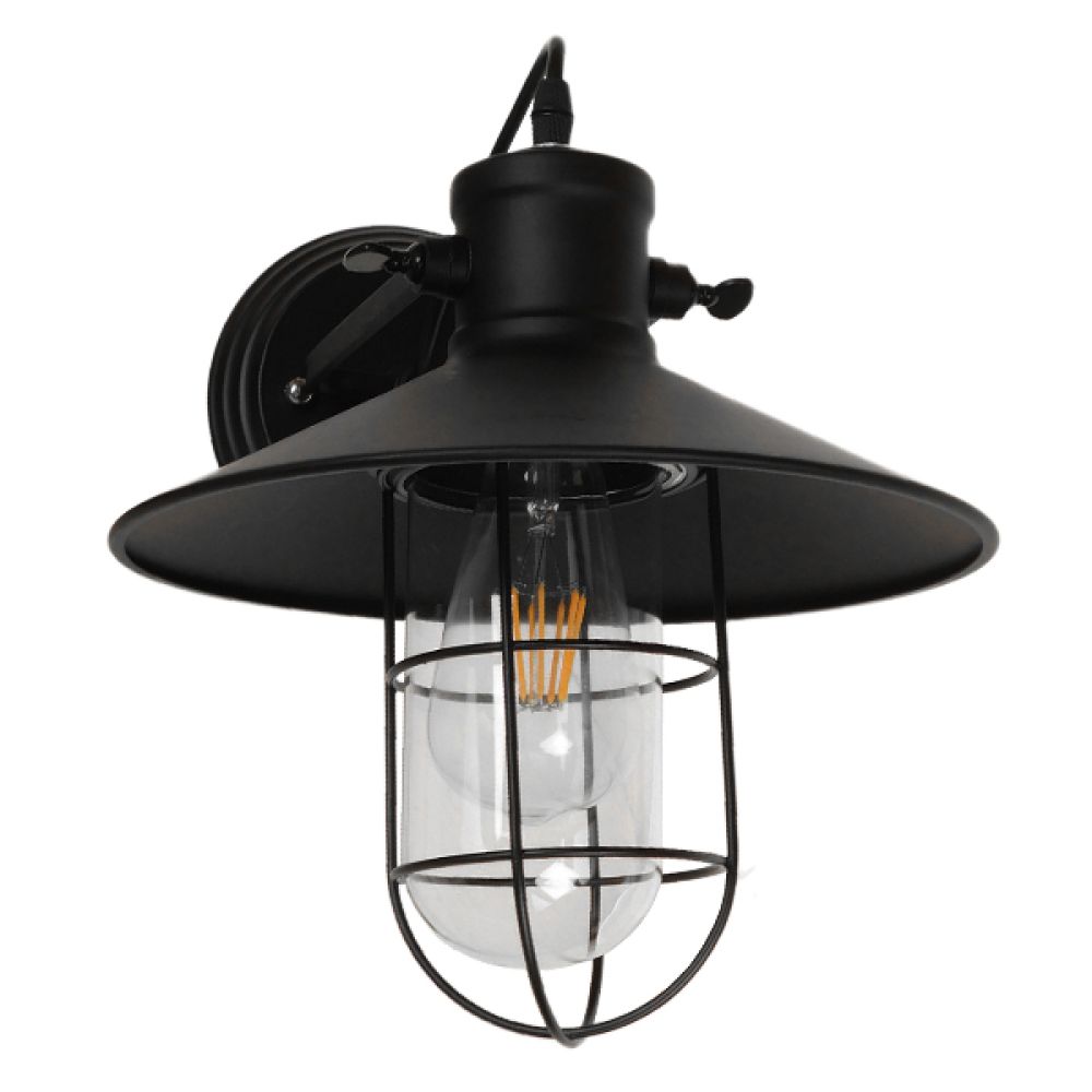 GLOBOSTAR® CELL 01118 Vintage Φωτιστικό Τοίχου - Απλίκα με Ντουί 1 x E27 AC 220-240V IP20 - Μαύρο - Μ33 x Π27 x Υ33cm