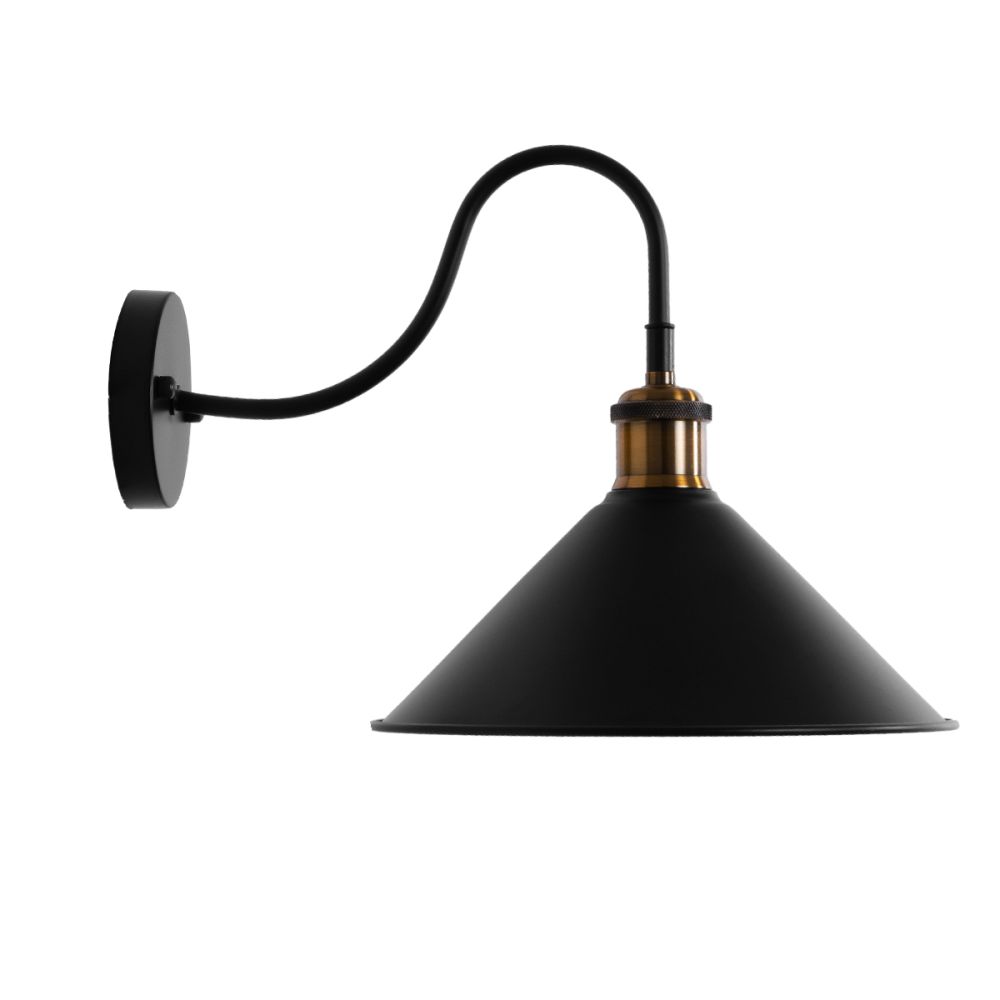 GLOBOSTAR® ANBET 01121 Vintage Φωτιστικό Τοίχου - Απλίκα με Ντουί 1 x E27 AC 220-240V IP20 - Μαύρο & Χρυσό - Μ26 x Π38 x Υ27cm
